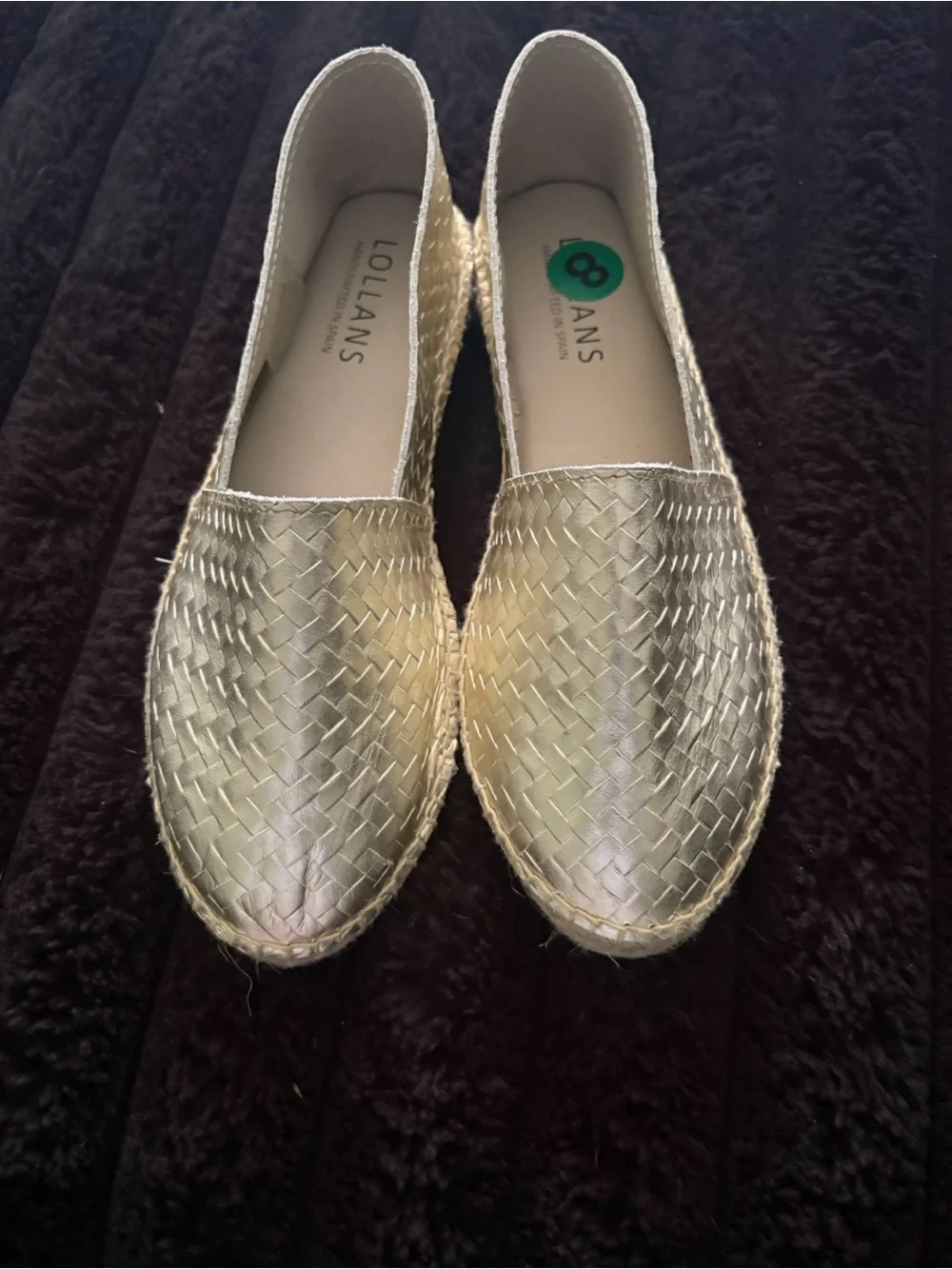 Metallic Gold Woven Espadrille Flats